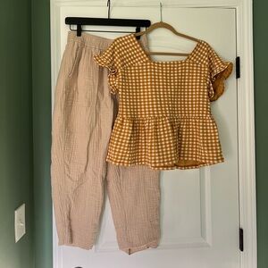 Madewell Bundle: Peplum Top & Gauze Balloon Pants - S